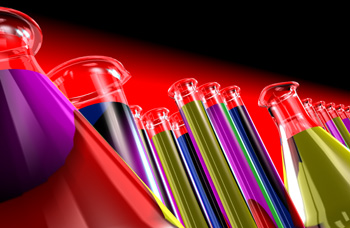 Tubes à essai remplis de liquides de différentes couleurs